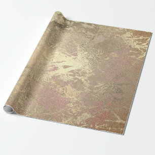 Papier Cadeau Abstrait Golden Foil Metallic Stroke Rose Gold