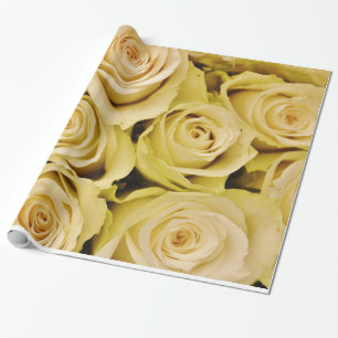Papier Cadeau Abstrait Jardin de Roses Blanches Élégant Wrappin 