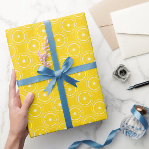 Papier Cadeau Abstrait jaune clair rétro citron motif