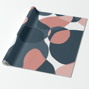 Papier Cadeau Abstrait moderne Anniversaire blanc rose