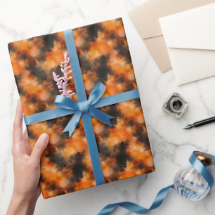 Papier Cadeau Abstrait noir et orange 