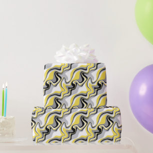 Papier Cadeau Abstrait noir, gris et jaune