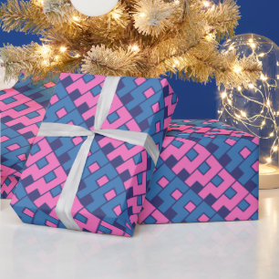 Papier Cadeau Abstrait rose et bleu