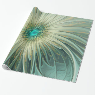 Papier Cadeau Abstrait Sage Green Imaginaire Fleur Fractal Art