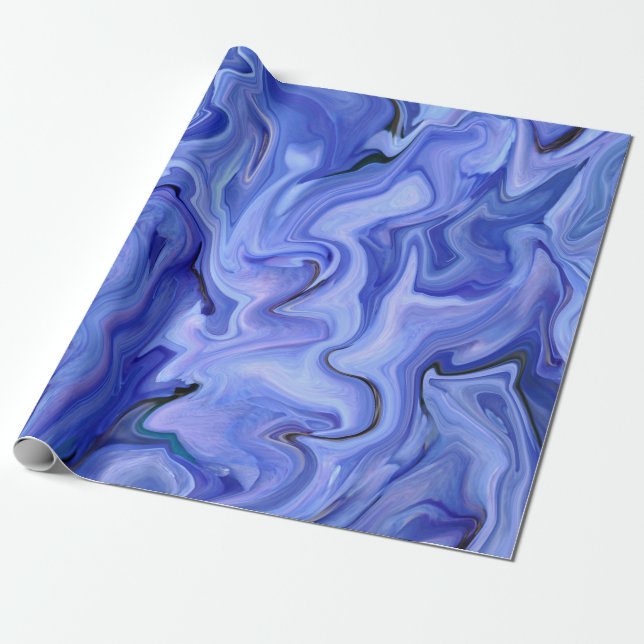 Papier Cadeau Abstraite de soie bleue (Déroulé)