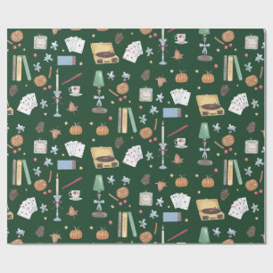 Papier Cadeau Academia Sombre Vert Automnal Maussade