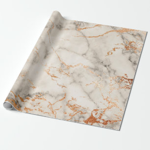 Papier Cadeau Accents marrons et motif abstrait blanc