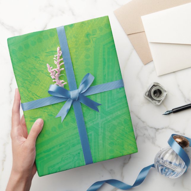 Papier Cadeau Acceptation | Motif de Shibori jaune bleu (Cadeaux)
