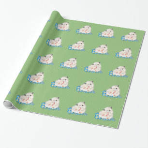 Papier Cadeau Accessoires hamster syrien blanc mignon, polka ver