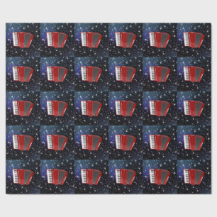 Papier Cadeau Accordéon rouge sur le ciel nocturne 