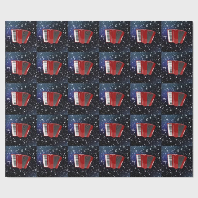 Papier Cadeau Accordéon rouge sur le ciel nocturne (Couture)