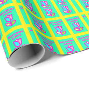 PAPIER CADEAU ACCUEIL ACCUEIL DESIGN PURPLE ET JAUNE