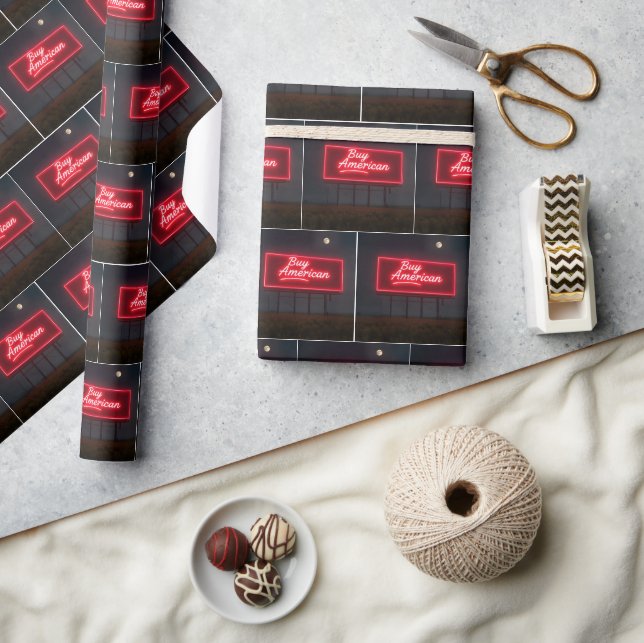 Papier Cadeau Acheter un panneau publicitaire néon rouge américa (Artisanat)