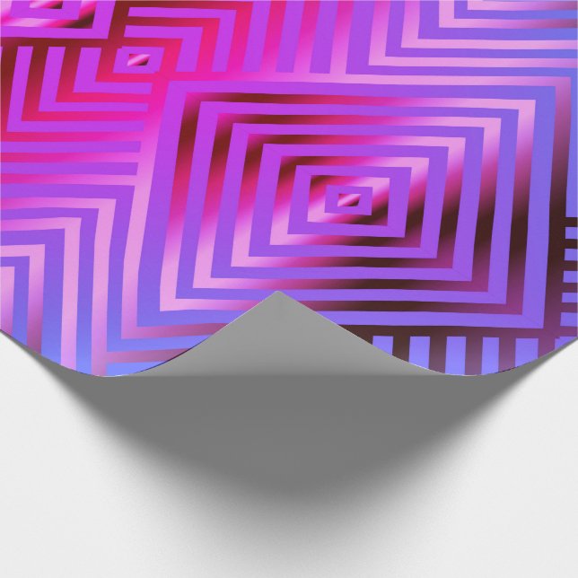 Papier Cadeau Acier rayé élégant bleu et couleur rose dégradé (Coin)