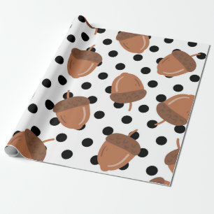 Papier Cadeau Acorn Black Dots Automne Y2K Motif
