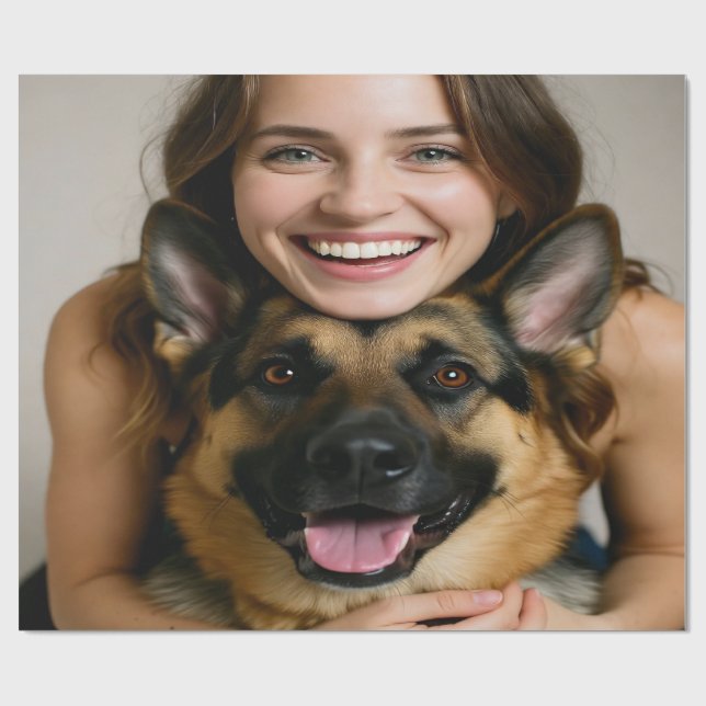 Papier Cadeau Add German Shepherd Photo Personalize (Plat)