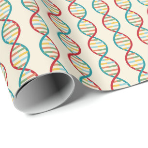 Papier Cadeau ​ ADN ​ Mid Century Moderne Biologie STEM Crème à 