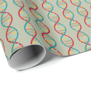 Papier Cadeau ​ ADN ​ milieu du siècle Moderne Biologie STEM Gri