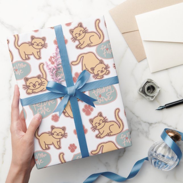 Papier Cadeau Adorable Amoureux des chats Kitten Répéter le Moti (Cadeaux)