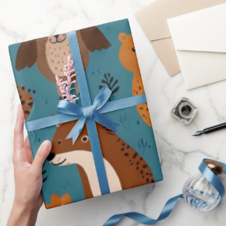 Papier Cadeau Adorable Animals Wrapping Paper