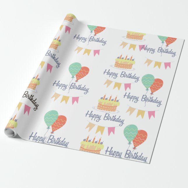 Papier Cadeau Adorable anniversaire heureux vintage (Déroulé)