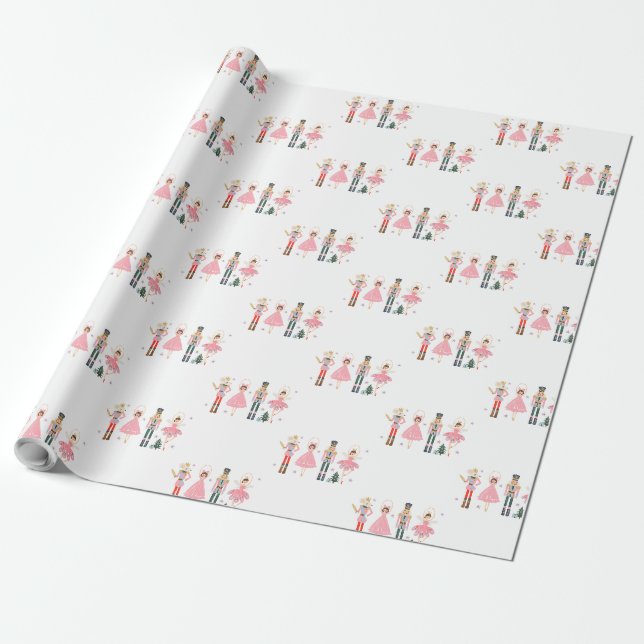 Papier Cadeau Adorable Casse-noix rose Noël cadeau de vacances (Déroulé)