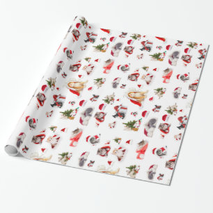 Papier Cadeau Adorable Chatons de Noël 2 Papier à envelopper