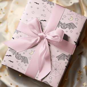 Papier Cadeau Adorable Chauve-souris rose Éffrayante Halloween