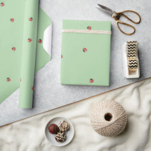 Papier Cadeau Adorable coccinelle vert clair
