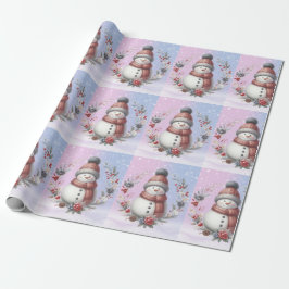 Papier Cadeau Adorable couronne de Noël Snowman