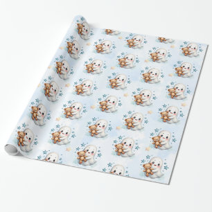 Papier Cadeau Adorable Fantôme & Étoiles Halloween Baby shower à