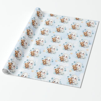 Papier Cadeau Adorable Fantôme & Étoiles Halloween Baby shower à