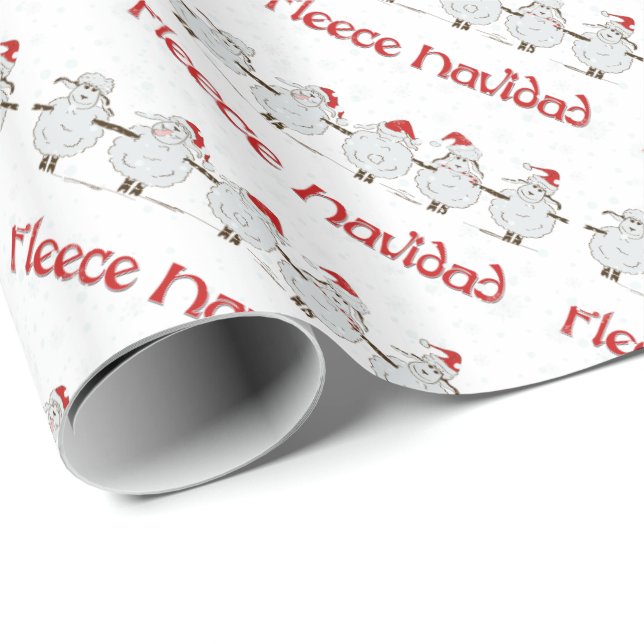Papier Cadeau adorable FUNNY Fleece Navidad Christmas Sheep (Coin rond)