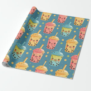 Papier Cadeau Adorable Kawaii Boba Conception de boisson