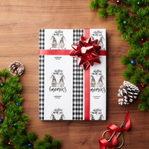 Papier Cadeau Adorable mignonne Gnomes Black Buffalo Plaid