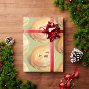 Papier Cadeau Adorable Motif de hamburger visage chien