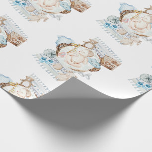 Papier Cadeau Adorable nouveau-né Baby shower bleu bébé