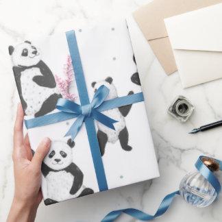 Papier Cadeau Adorable panda ours motif