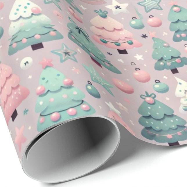 Papier Cadeau Adorable Pastel Preteen Noël Arbre vacances (Créateur téléchargé)