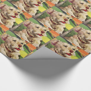Papier Cadeau adorable petite illustration de chien de terrier