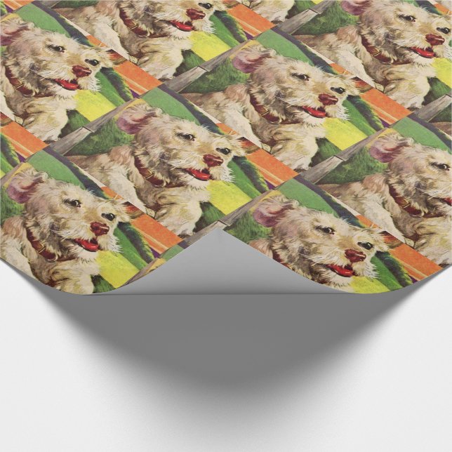Papier Cadeau adorable petite illustration de chien de terrier (Coin)