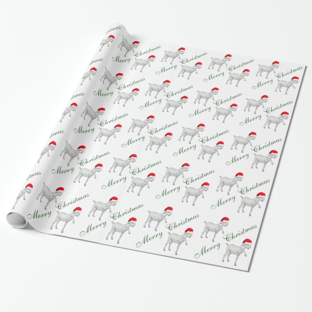Papier Cadeau Adorable Saanen Chèvre Papier à envelopper Noël (Déroulé)