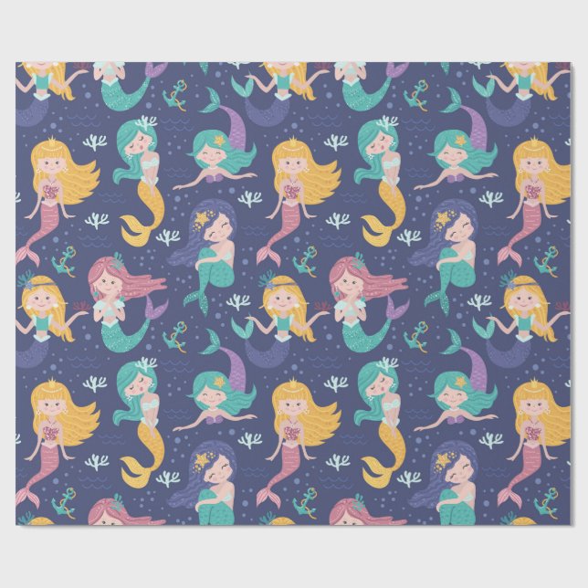 Papier Cadeau Adorable sirène (Plat)