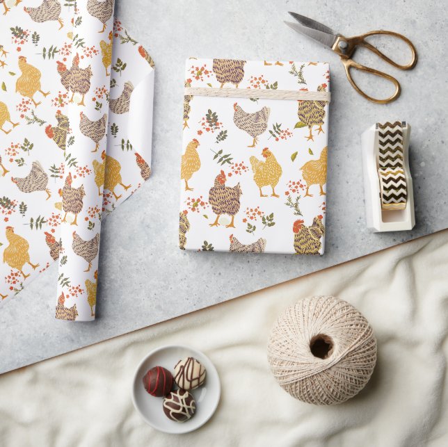 Papier Cadeau Adulte au poulet de la ferme (Artisanat)