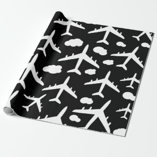 Papier Cadeau Aéronefs à vol noir conception motif d'avion