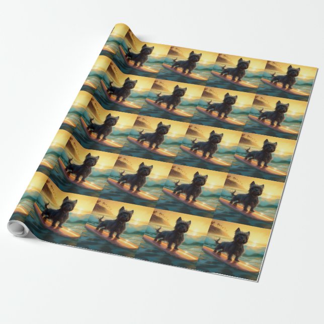 Papier Cadeau Affenpinscher Beach Surf Peinture (Déroulé)
