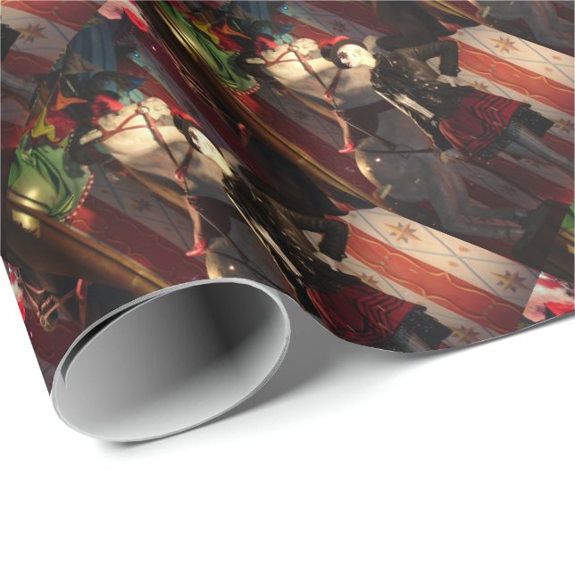 Papier Cadeau Affichage de la fenêtre Vintage Christmas New York (Coin rond)