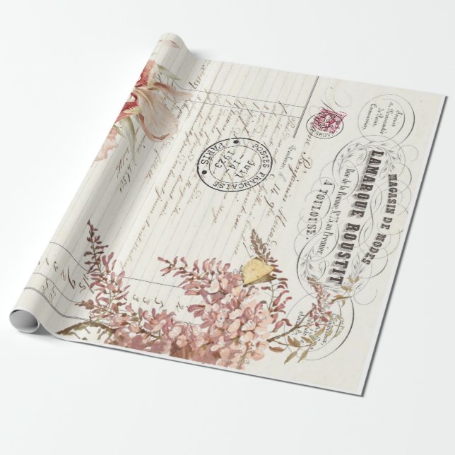 Papier Cadeau Affiche florale de Decoupage d'éphémères (Déroulé)