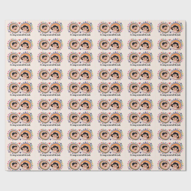 Papier Cadeau Affirmation positive Emoji Émotion Santé mentale (Plat)