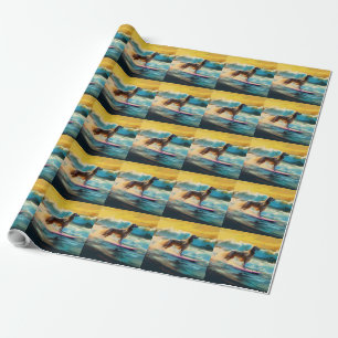 Papier Cadeau Afghan Hound Beach Surf Peinture